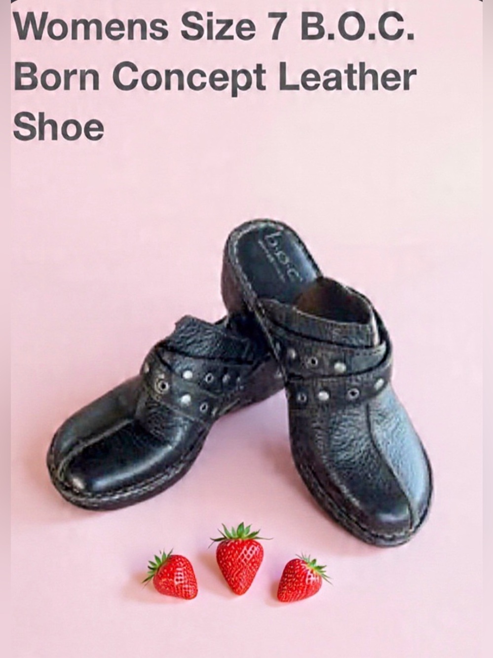 🍓b.o.c. BORN Black Leather  Clogs. Any 3/$69🍓